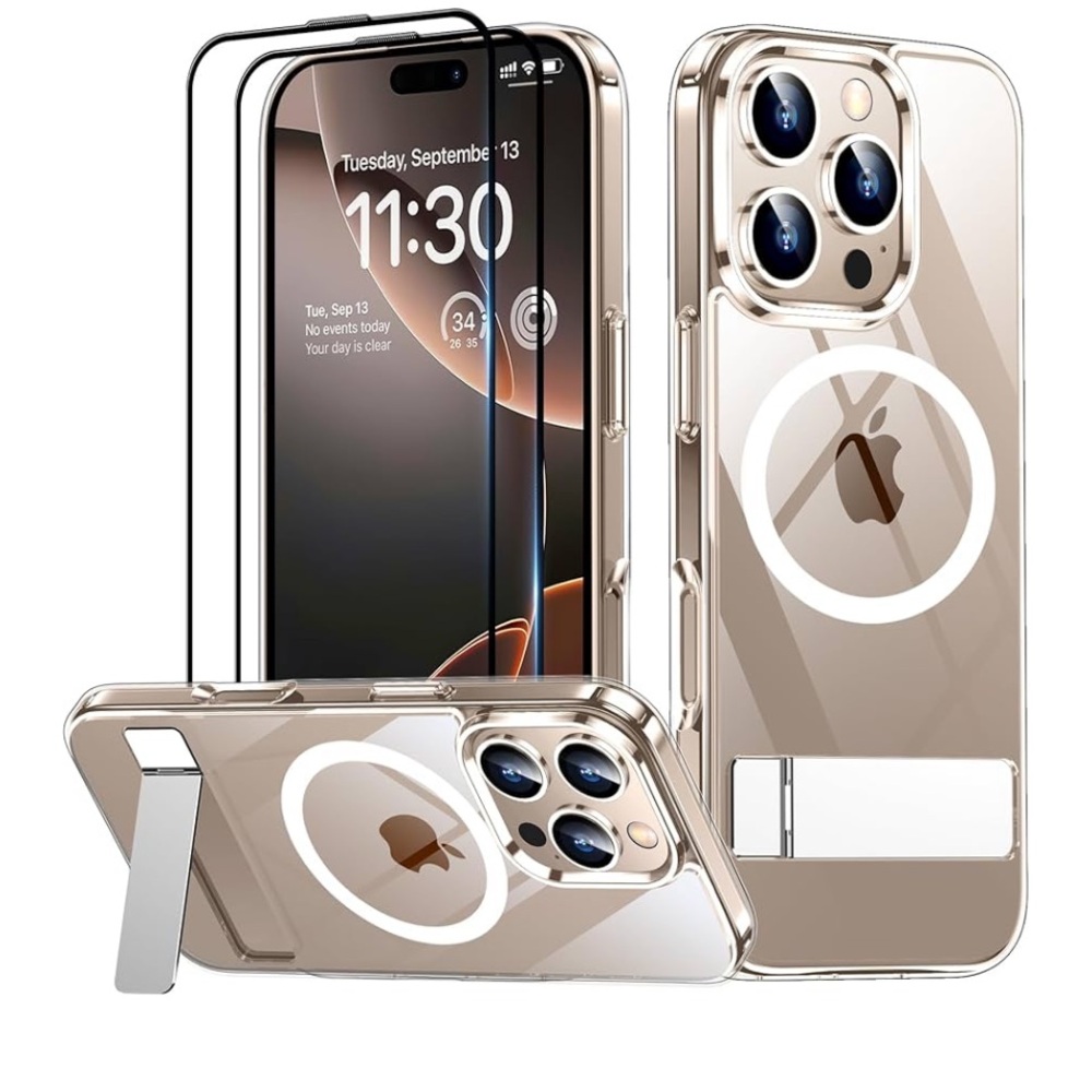 SPIDERCASE Magnetic for iPhone 16 Pro Max Case clear, 2Pc Glass Screen Protector